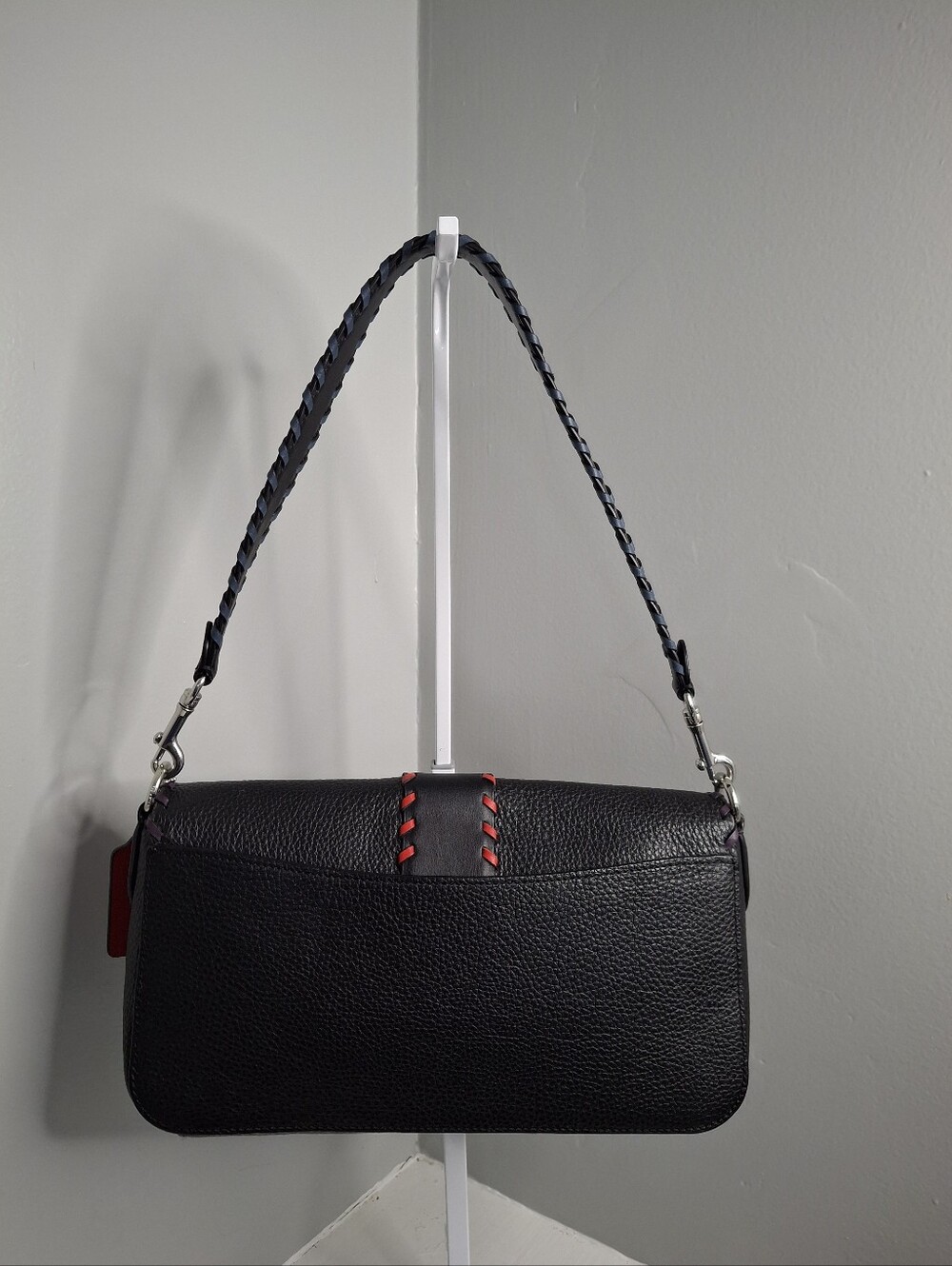 Coach Georgie Whipstitch Leather Shoulder Bag Black Multicolor C5790 EUC - Picture 2 of 8